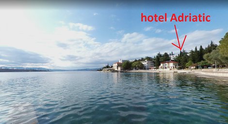 Chorvátsko, ostrov Krk, Omišalj  - Hotel Adriatic a depandance