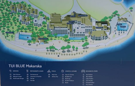 Chorvátsko, Igrane, TUI BLUE MAKARSKA - mapka areálu hotela