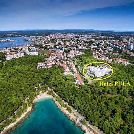 Chorvátsko, poloostrov Istria, Pula, hotel Pula - poloha