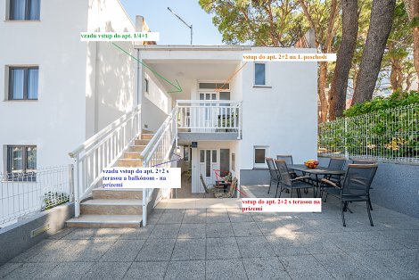 Chorvátsko, Baška Voda, apartmány Antunovič - rozmiestnenie apartmánov
